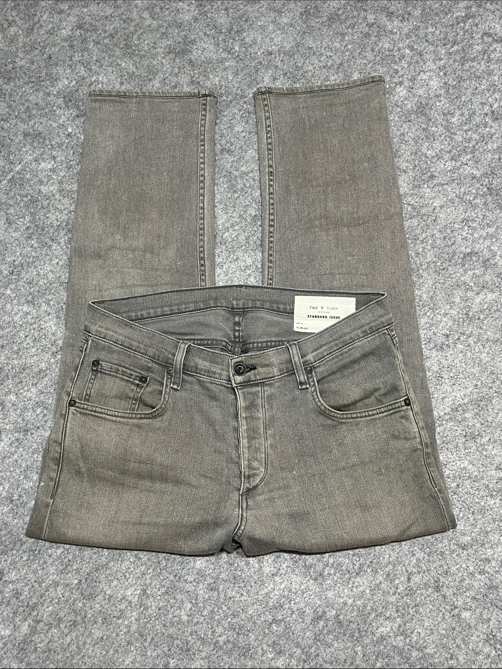 rag & bone Men's Grey Slim Straight Jeans Fit 2 Slim Leg